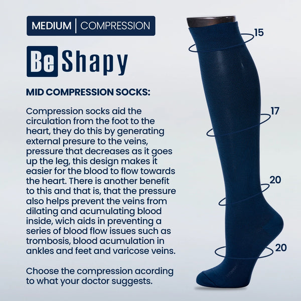 Be Shapy 2 Pack Knee High Leg Compression Socks Medias Largas Unisex