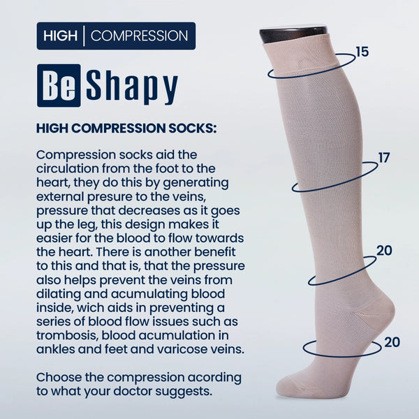 Be Shapy 2 Pack Knee High Leg Compression Socks Medias Largas Unisex