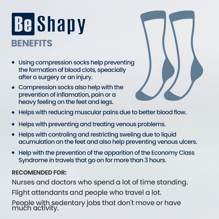 Be Shapy 2 Pack Knee High Leg Compression Socks Medias Largas Unisex