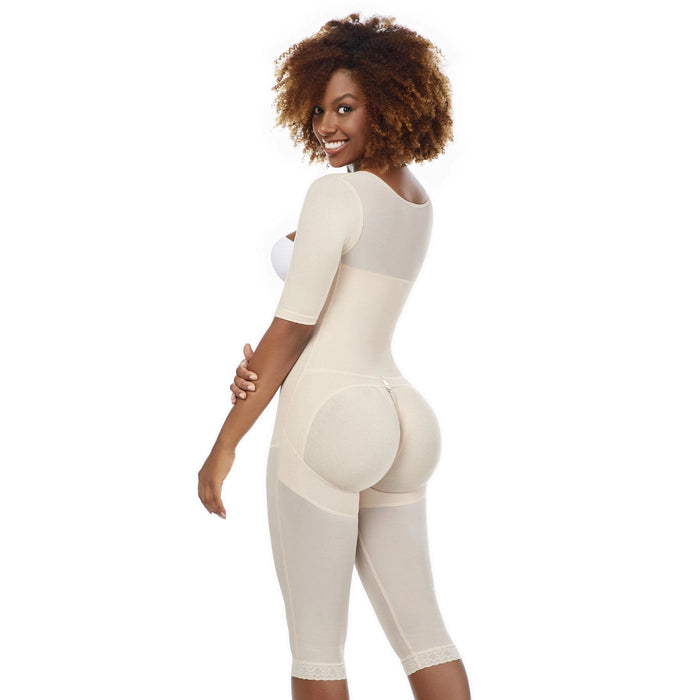 Fajas MariaE 9142 | Long Sleeve Postoperative Shapewear With Over Bust Strap | After Pregnancy Compression Garment | Powernet