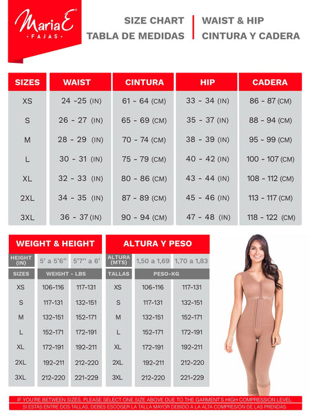 Fajas MariaE 9262 | Colombian Postpartum Full Body Body Shaper for Women | Knee Length & Bra | Powernet