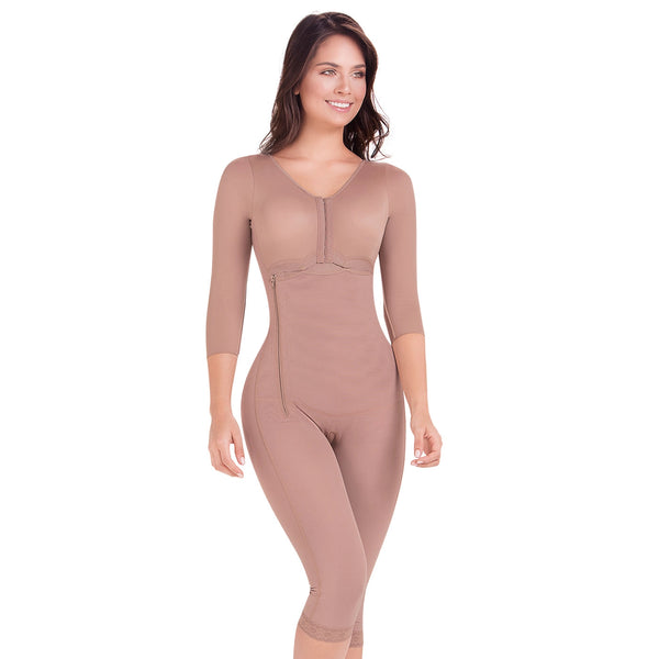 Fajas MariaE 9292 | Tummy Control Postoperative Full Shapewear with Sleeves | Powernet