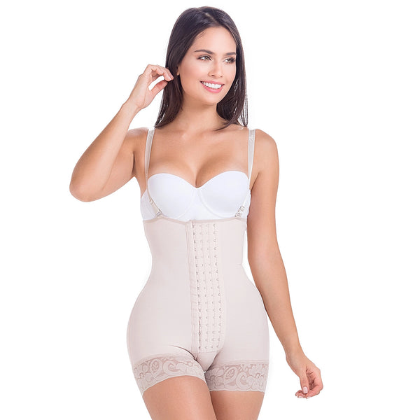 Fajas MariaE 9632 | Postpartum Boyshort Shapewear for Women | Strapless & Butt Lifting | Powernet