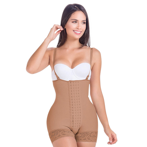 Fajas MariaE 9632 | Postpartum Boyshort Shapewear for Women | Strapless & Butt Lifting | Powernet