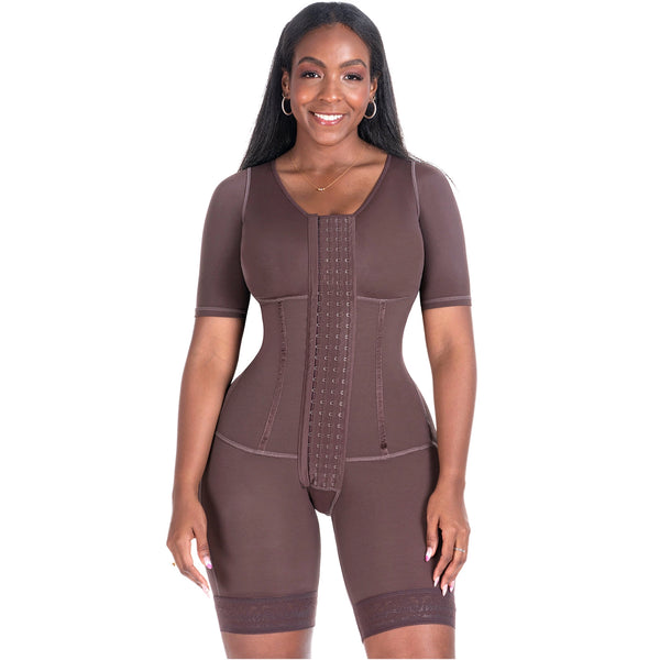 Bling Shapers 938BF | Colombian Compression Garment for Women | Post Surgery Use | With Sleeves and Built-in Bra | Powernet