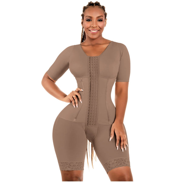 Bling Shapers 938BF | Colombian Compression Garment for Women | Post Surgery Use | With Sleeves and Built-in Bra | Powernet