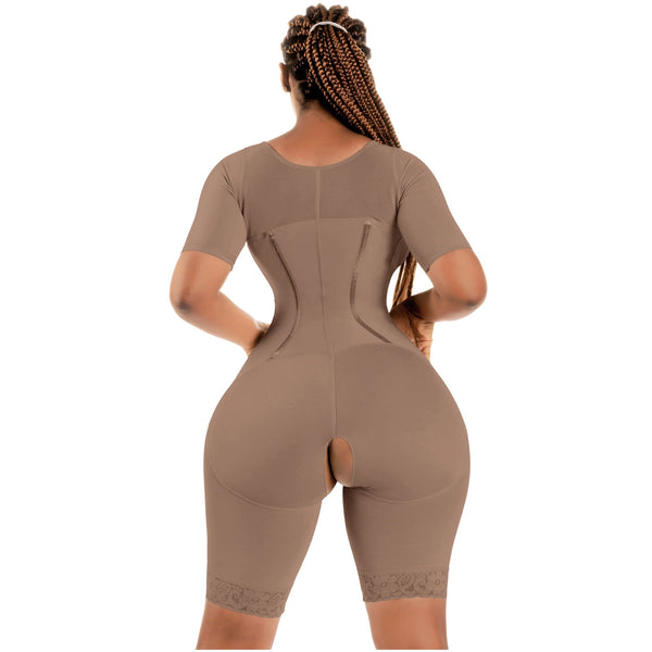 Bling Shapers 938BF | Colombian Compression Garment for Women | Post Surgery Use | With Sleeves and Built-in Bra | Powernet