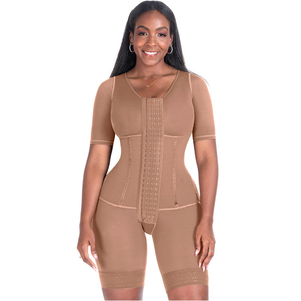 Bling Shapers 938BF | Colombian Compression Garment for Women | Post Surgery Use | With Sleeves and Built-in Bra | Powernet