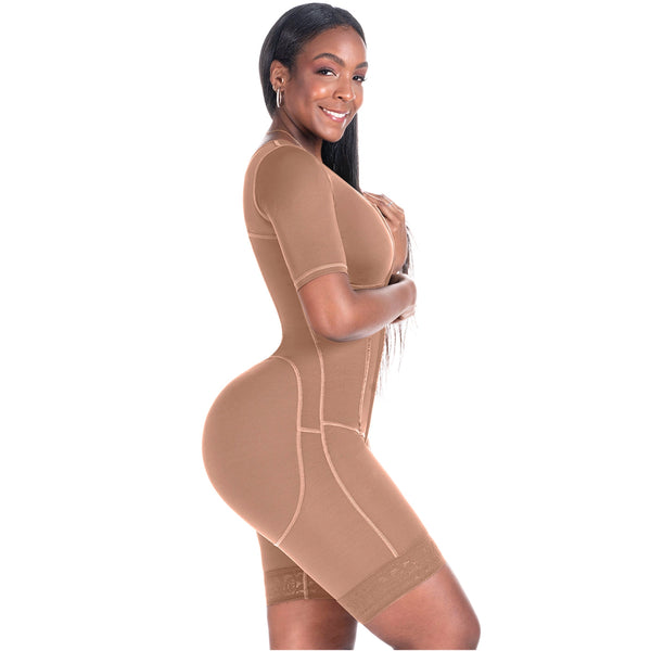 Bling Shapers 938BF | Colombian Compression Garment for Women | Post Surgery Use | With Sleeves and Built-in Bra | Powernet