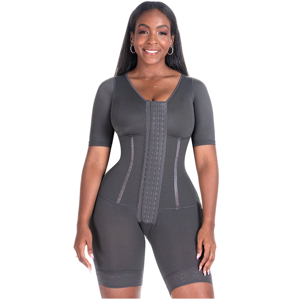 Bling Shapers 938BF | Colombian Compression Garment for Women | Post Surgery Use | With Sleeves and Built-in Bra | Powernet