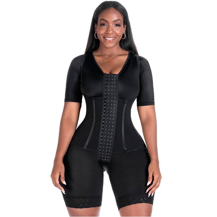 Bling Shapers 938BF | Colombian Compression Garment for Women | Post Surgery Use | With Sleeves and Built-in Bra | Powernet