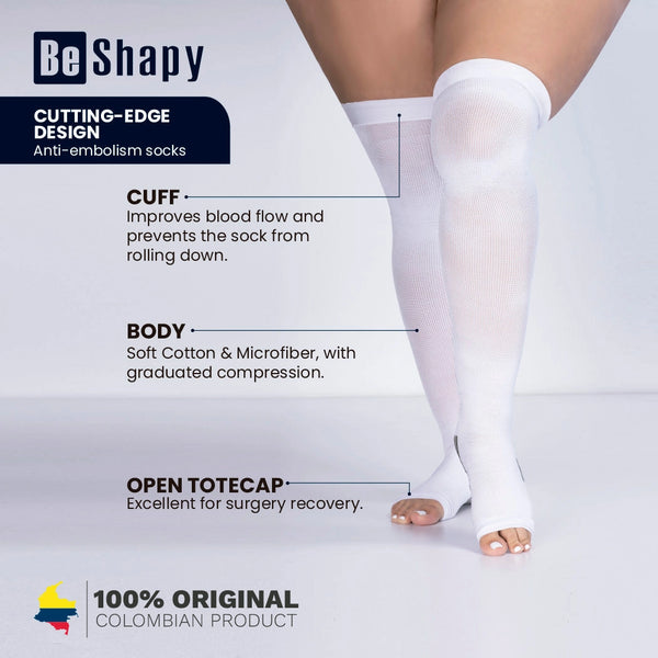 Be Shapy Anti Embolism Compression Stockings Over the Knees Medias Operatorias o Post Operatorias