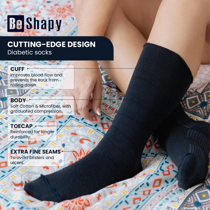 Be Shapy 3 Pack Diabetic Socks Low Cut Lenght Medias para Diabeticos