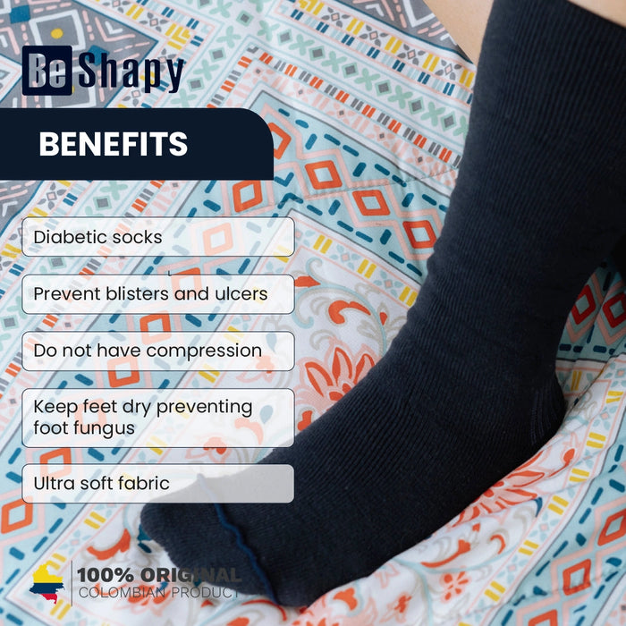 Be Shapy 3 Pack  Diabetic Mid Calf Socks Medias para Diabeticos