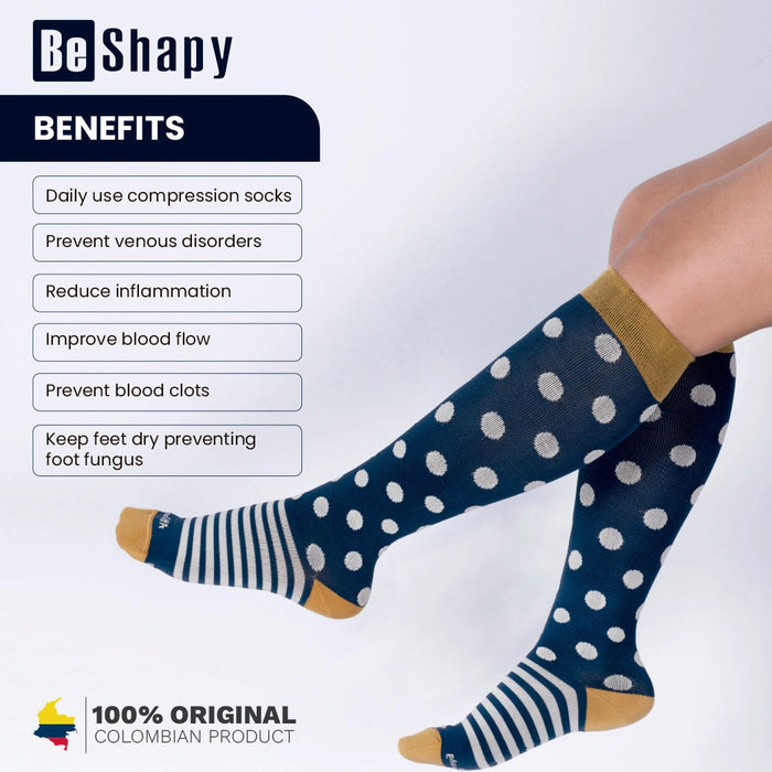 Be Shapy  2 Pack Compression Knee High Socks for Daily Use Medias Largas Unisex