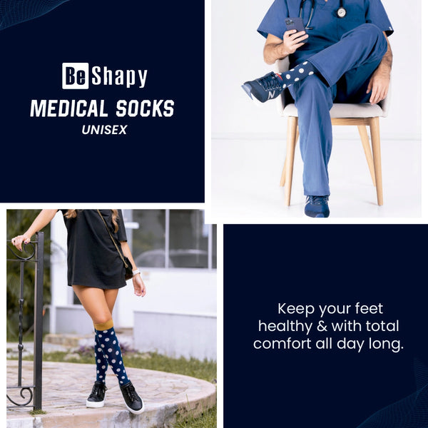 Be Shapy  2 Pack Compression Knee High Socks for Daily Use Medias Largas Unisex