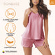 SONRYSE 379 | Two Piece Women's Satin Sleepwear Silk Robes with Lace Details | Short & Top | Daily Useily Use