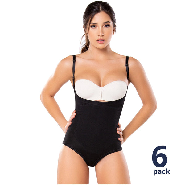 Diane & Geordi 2352 | Daily Use Tummy Control Shapewear | Open Bust Bodysuit for Women / 6 Pack