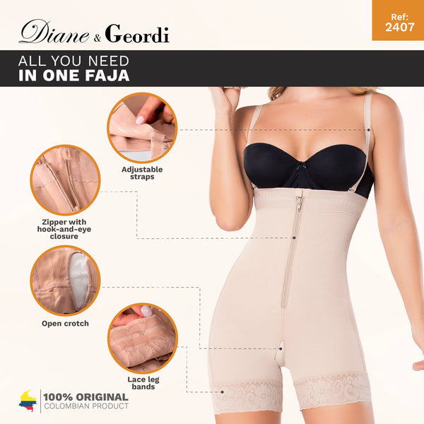 Diane & Geordi 002407 | Women's Strapless Bodysuit Tummy Control Shapewear | Colombian Pospartum Girdle | Powernet