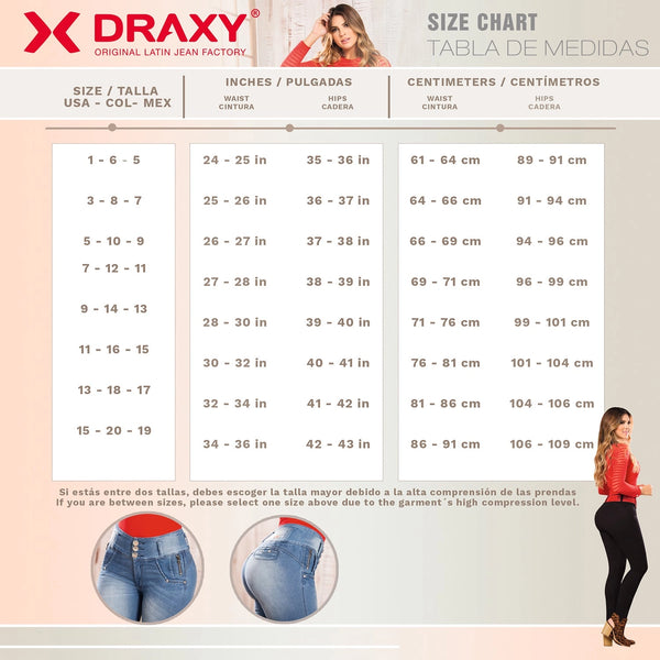 DRAXY 1476 | High-Waisted Jeans Colombianos for Women | Butt-Lifter Denim with Belt