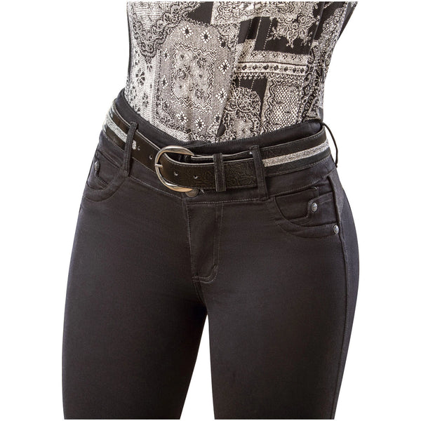 DRAXY 1443 Butt Lifting Mid Rise Skinny Jeans for Women