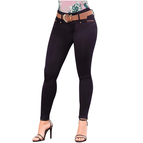 DRAXY 1472 | Womens Butt Lifter Colombian Jeans | High-Waisted with Belt Denim