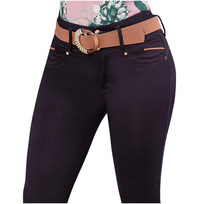DRAXY 1472 | Womens Butt Lifter Colombian Jeans | High-Waisted with Belt Denim