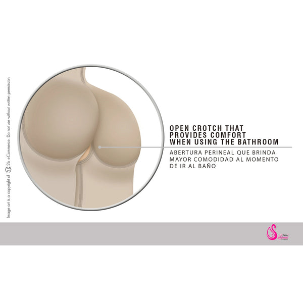 Fajas Salome 0517 | Post Surgery Stage 1 Butt Lifter Full Bodysuit | Open Bust Knee Length Body Shaper for Women | Powernet - Pal Negocio