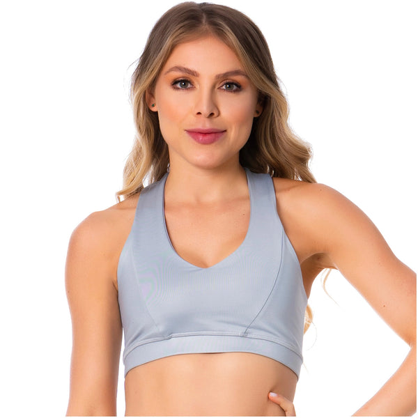 FLEXMEE 902032 Criss-Cross Silver Sports Bra for Women