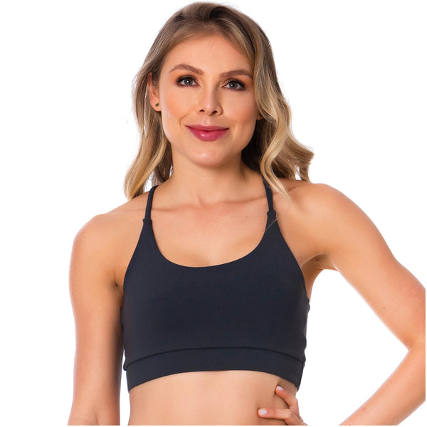 FLEXMEE 902037 Women's Gray T-Back  Gym Bra