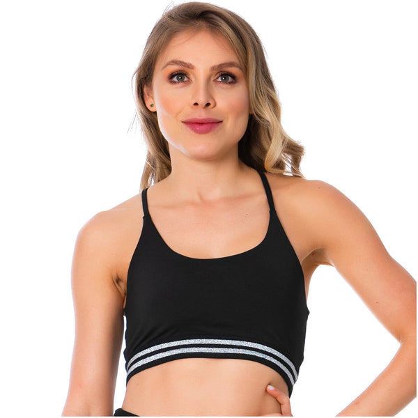 FLEXMEE 902053 | Women's T-Back Black Gym Bra