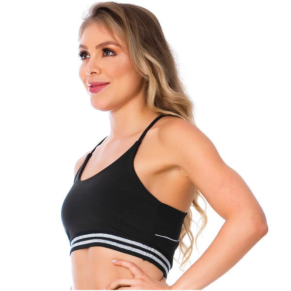 FLEXMEE 902053 | Women's T-Back Black Gym Bra