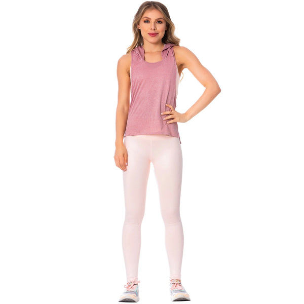 FLEXMEE 930023 Women's Pink Sleeveless Hooded Tank Top | Light Microfiber