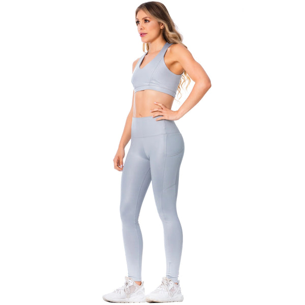 FLEXMEE 946137 | High-Rise Shimmer Silver Sports Leggings for Women