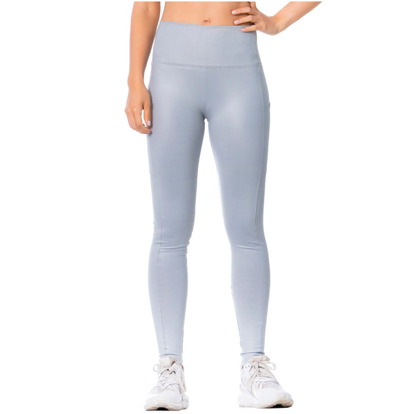 FLEXMEE 946137 | High-Rise Shimmer Silver Sports Leggings for Women