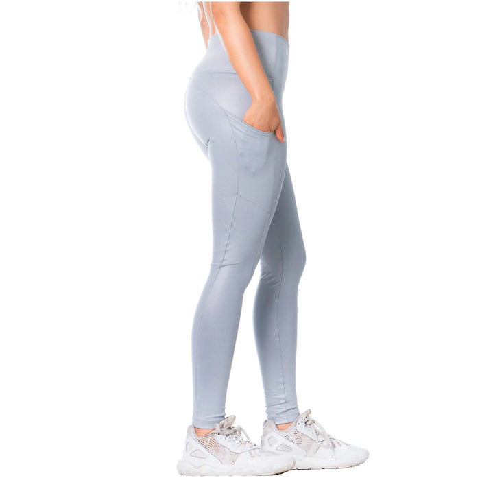 FLEXMEE 946137 | High-Rise Shimmer Silver Sports Leggings for Women