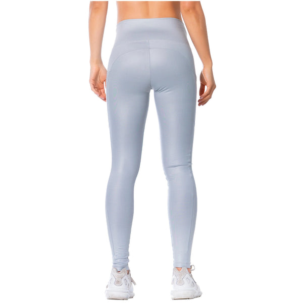 FLEXMEE 946137 | High-Rise Shimmer Silver Sports Leggings for Women