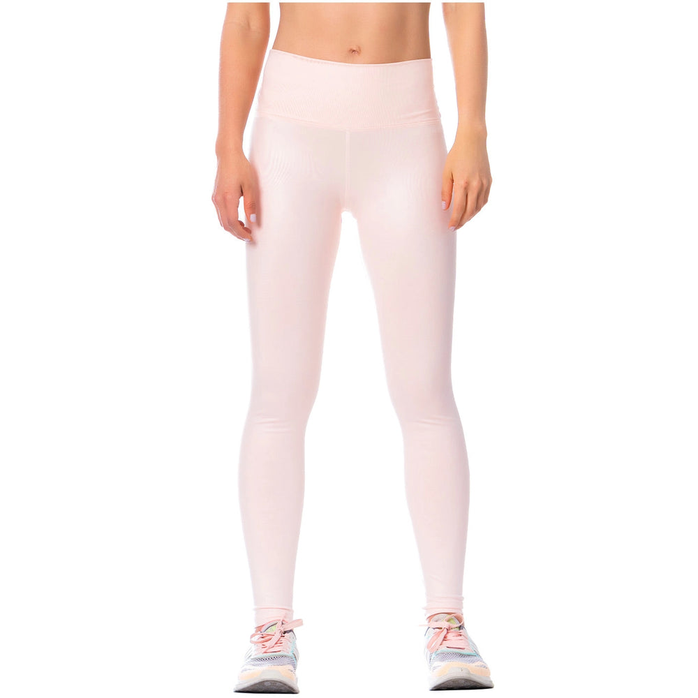 FLEXMEE 946164 | High-Rise Shimmer Pink Sports Leggings for Women