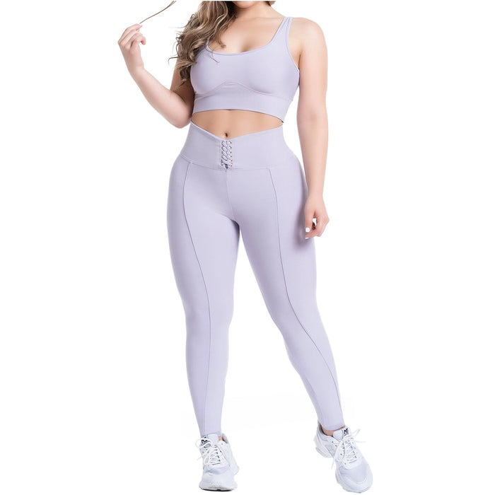FLEXMEE 946749 | Sports Leggings Activewear High Waisted with Tummy Control Lace Up Waistband | Comfort Line