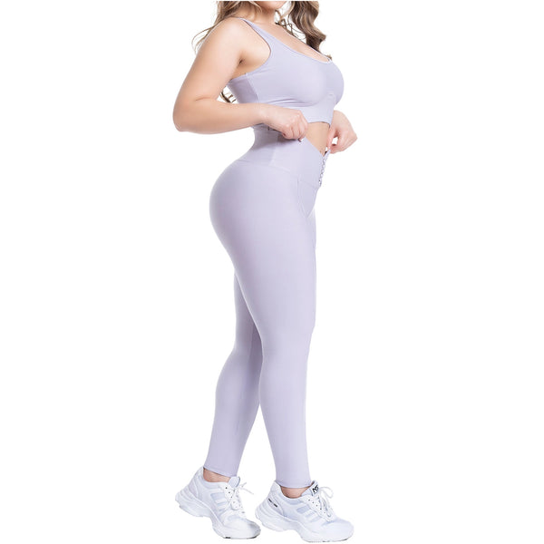 FLEXMEE 946749 | Sports Leggings Activewear High Waisted with Tummy Control Lace Up Waistband | Comfort Line