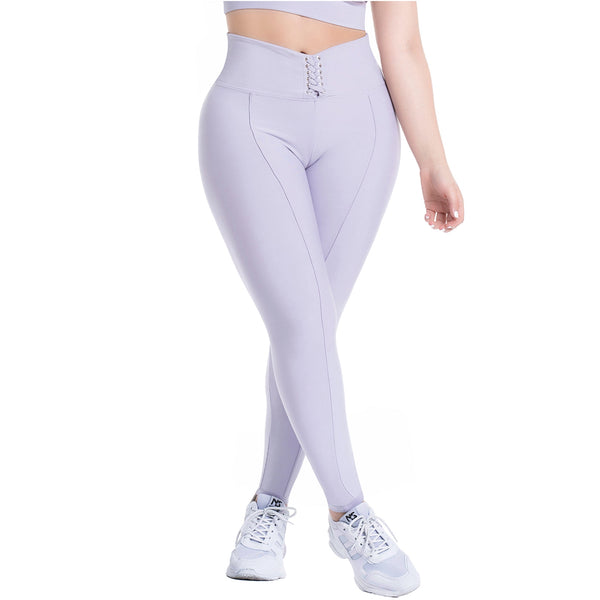 FLEXMEE 946749 | Sports Leggings Activewear High Waisted with Tummy Control Lace Up Waistband | Comfort Line