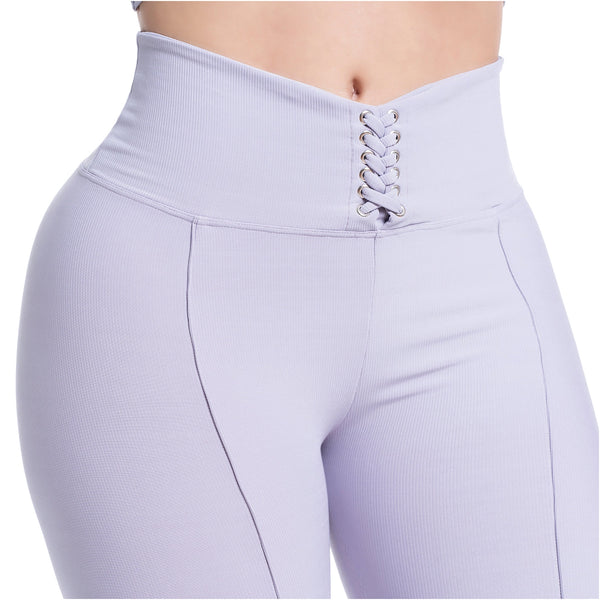 FLEXMEE 946749 | Sports Leggings Activewear High Waisted with Tummy Control Lace Up Waistband | Comfort Line