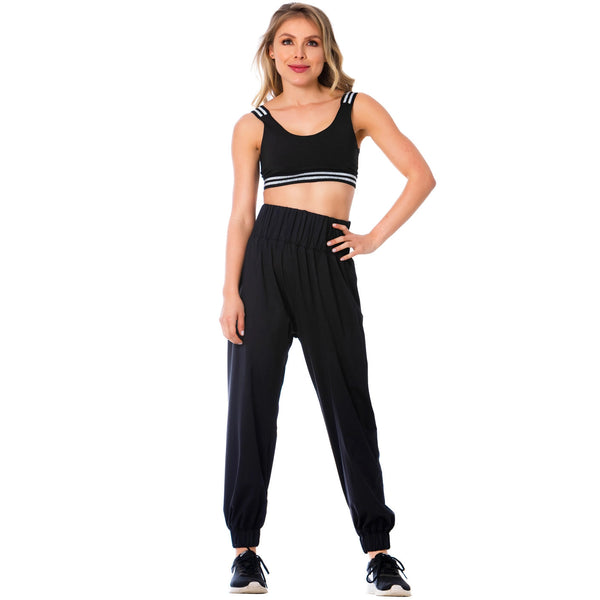 FLEXMEE 952054 | High-Waisted Black Joggers for Women