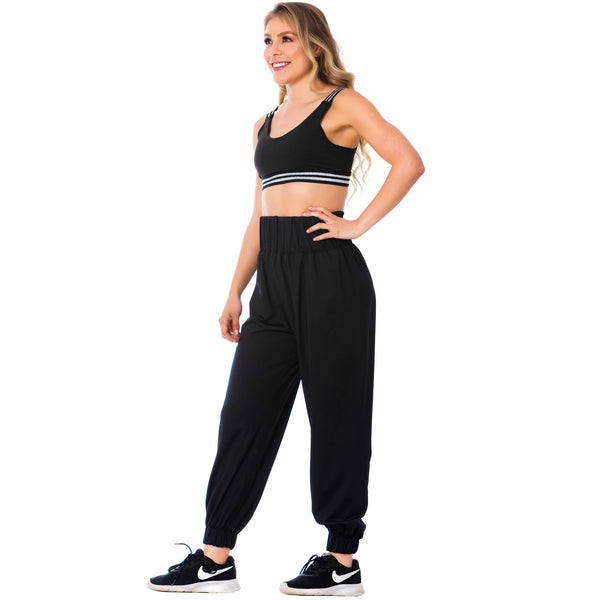 FLEXMEE 952054 | High-Waisted Black Joggers for Women