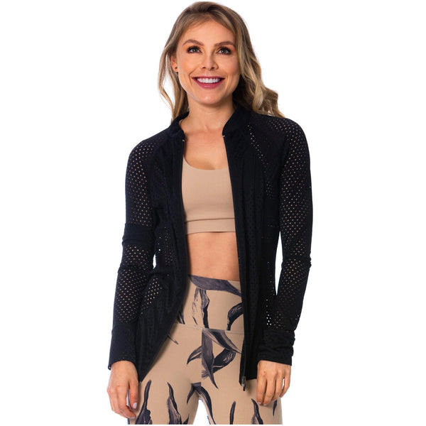 FLEXMEE 980010 See-Through Black Sports Jacket for Women