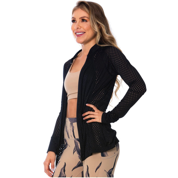 FLEXMEE 980010 See-Through Black Sports Jacket for Women