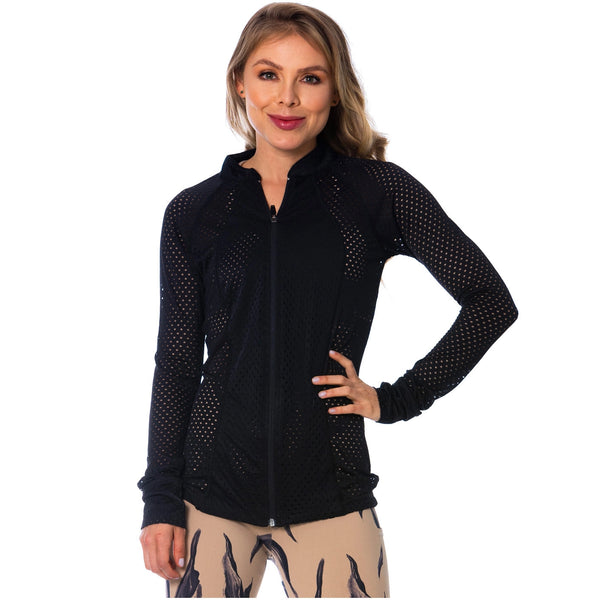 FLEXMEE 980010 See-Through Black Sports Jacket for Women