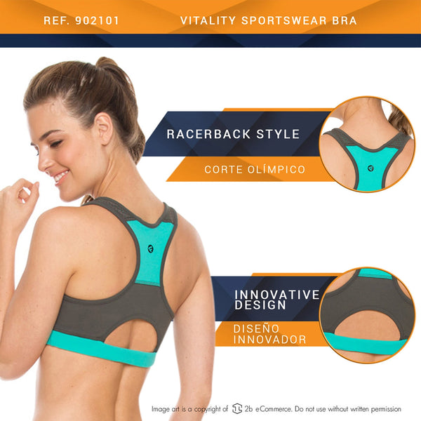 Flexmee 902101 Vitality Racerback Gym Sports Bras for Women | Supplex - Pal Negocio