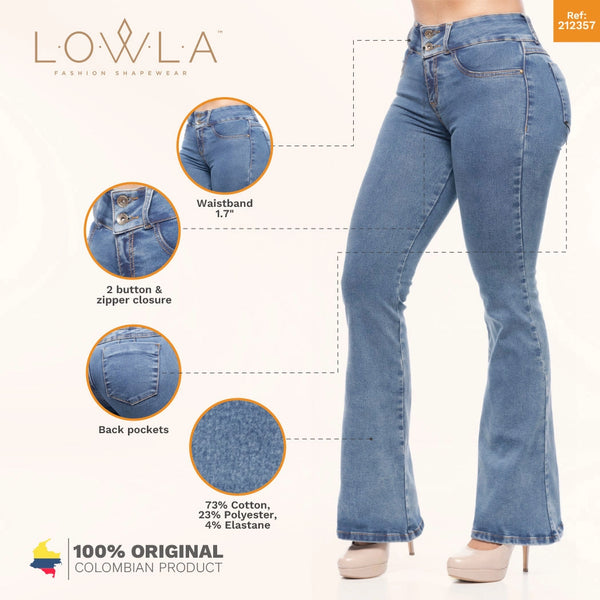 LOWLA 212357 Bum Lift Flare Colombian Jeans with Removable Pads