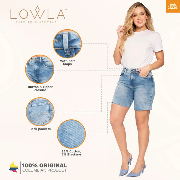 Lowla 232361 | High Rise Butt Lifter Shorts Denim Distressed Jeans for Women